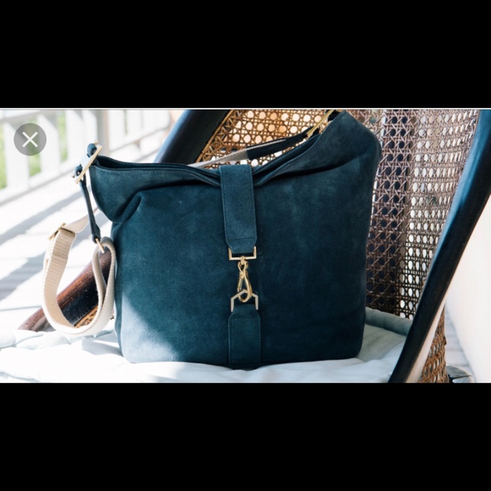 India Hicks Edwina Hobo /NWT Denim colored SUEDE